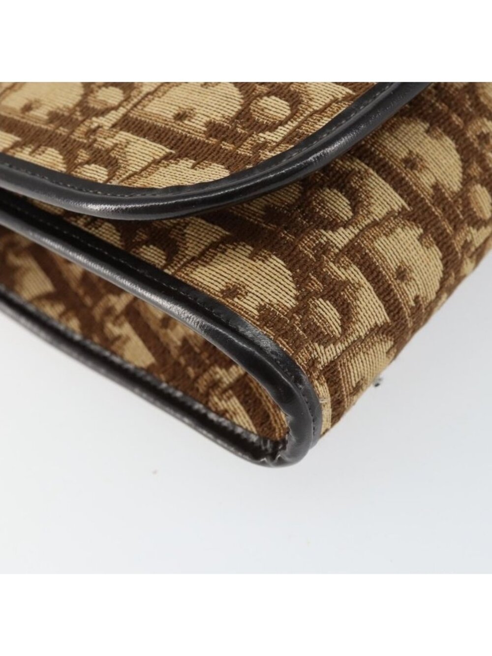 Authentic Christian Dior Trotter Canvas Shoulder Bag Beige Gold - Picture 3 of 16